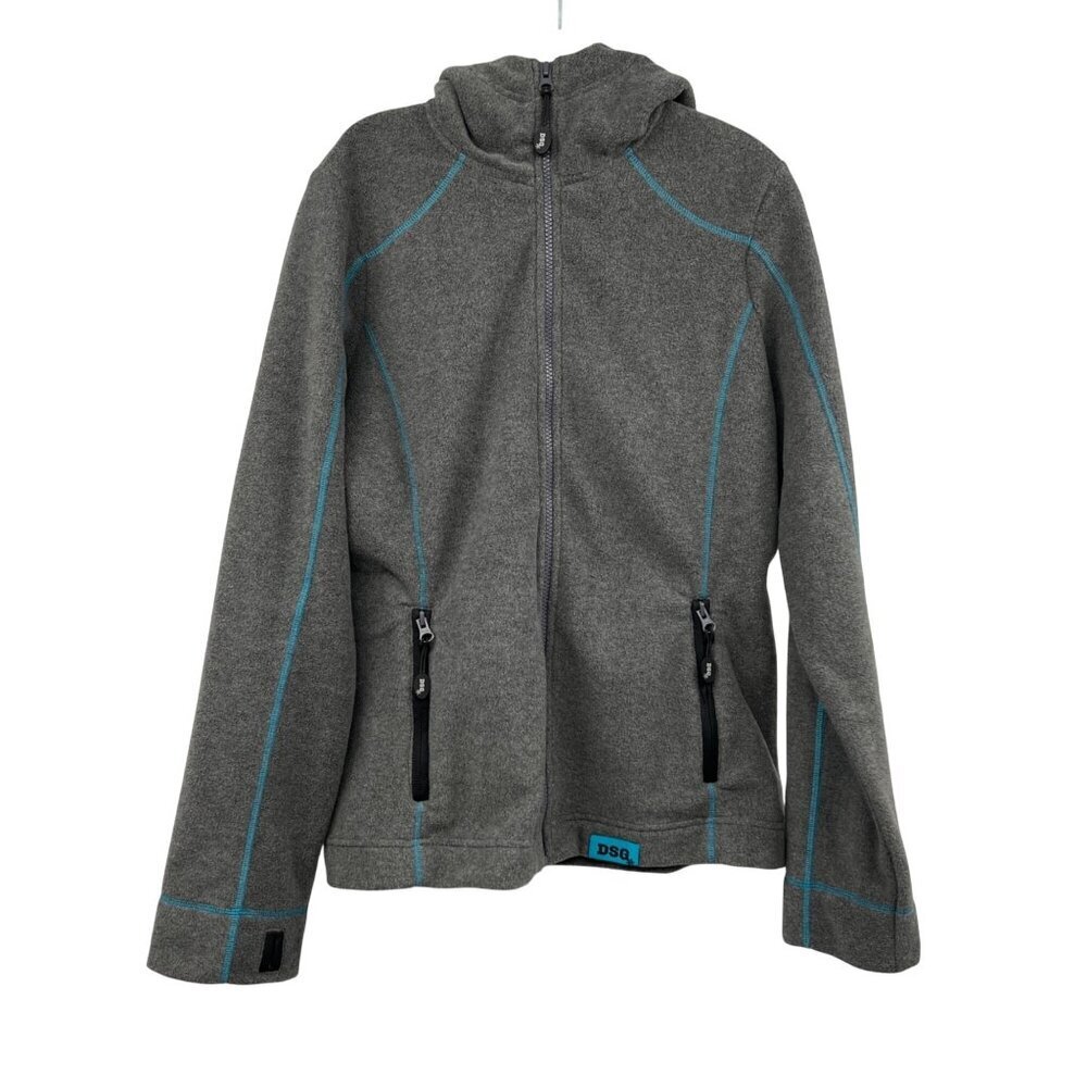 Divas Snow Gear Womens Fleece Hooded Jacket Zip Up Gray/Multi Sz Medium Pockets